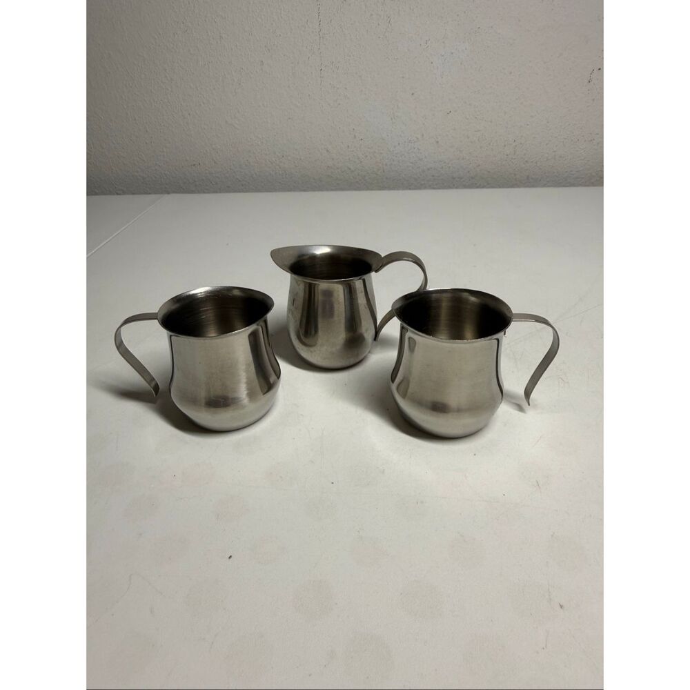 Set of 3Bell Creamer Coffee Cream Pitchers Stainless Steel